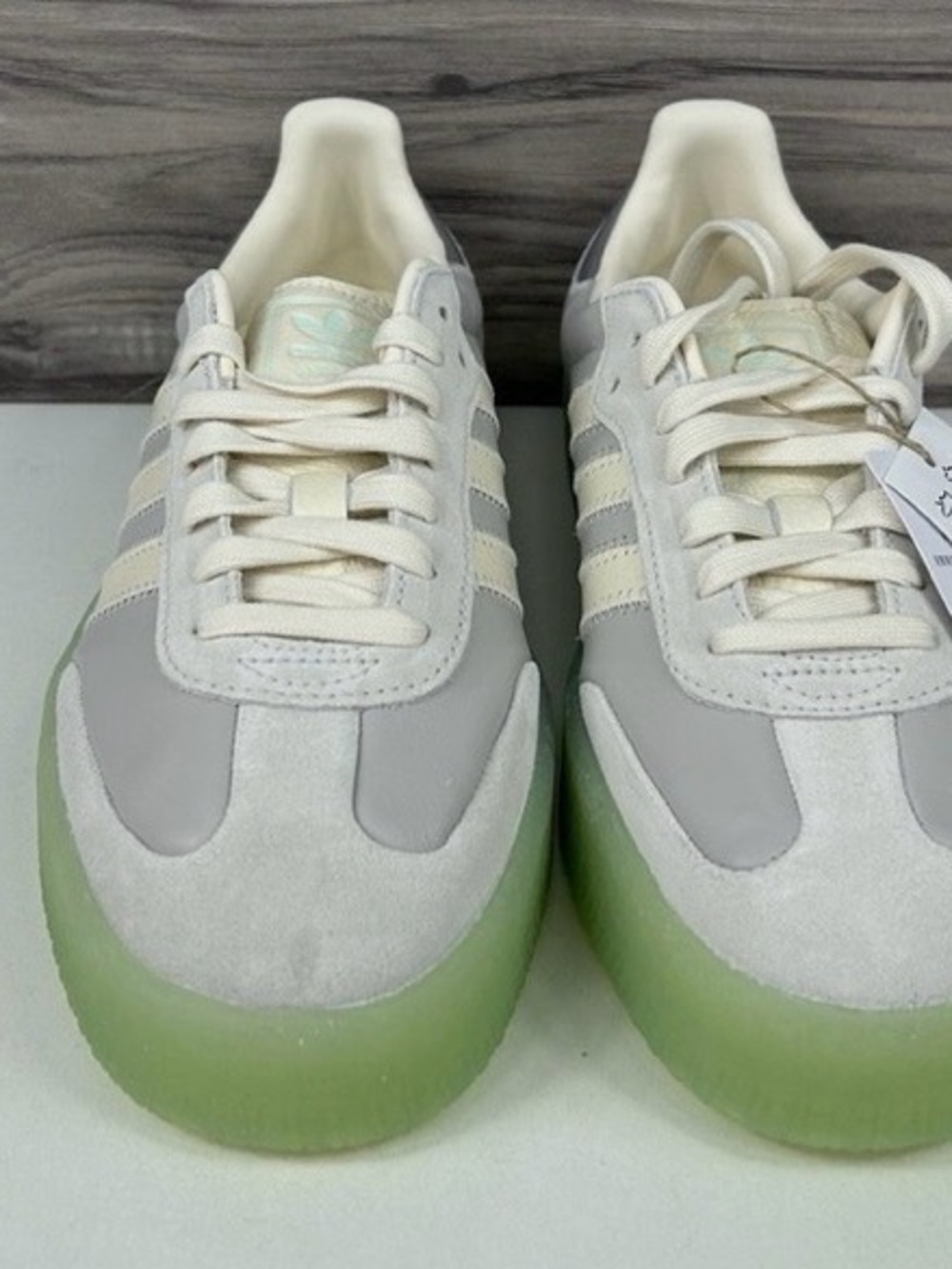 Rare adidas originals Cream, Light Gray & Green Gum Sneakers
